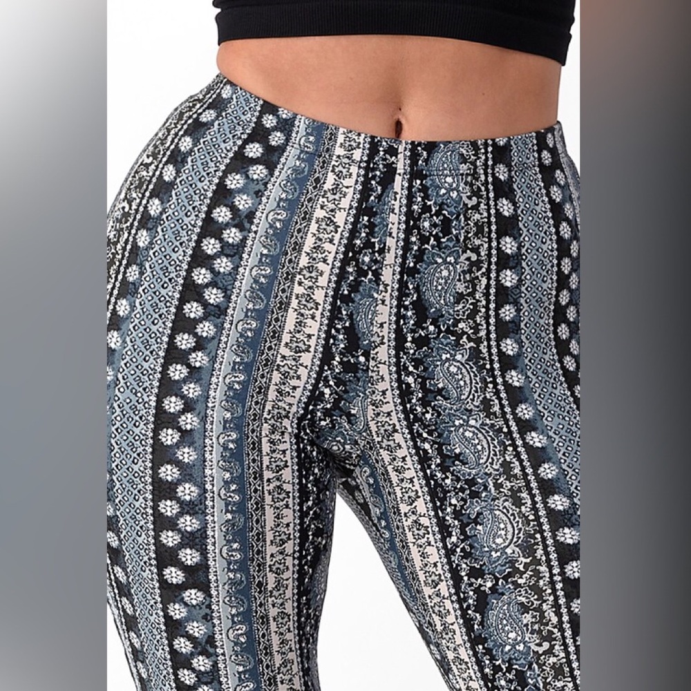 New Tribal Print Bell Bottom Flare Stretch Pants - Picture 9 of 12